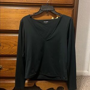 Old Navy Women's Dark Green V-Neck Long Sleeve Top